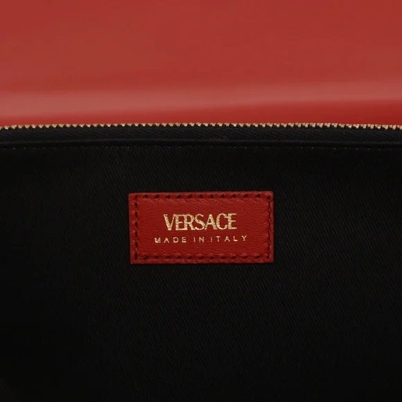 Versace Medusa Chain Crossbody Quilted Red Leather New